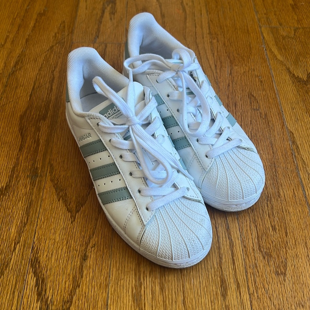 Adidas Superstars Mint and White - Women’s 5